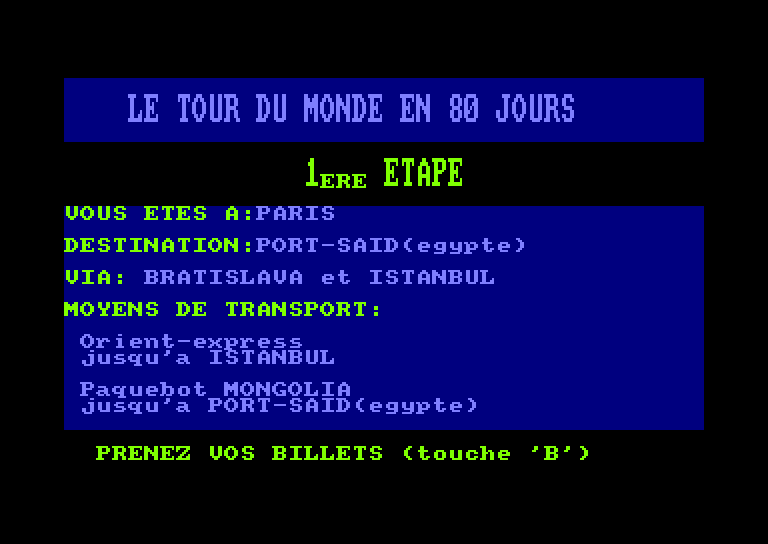 Amstrad CPC, Le Tour Du Monde En 80 Jours